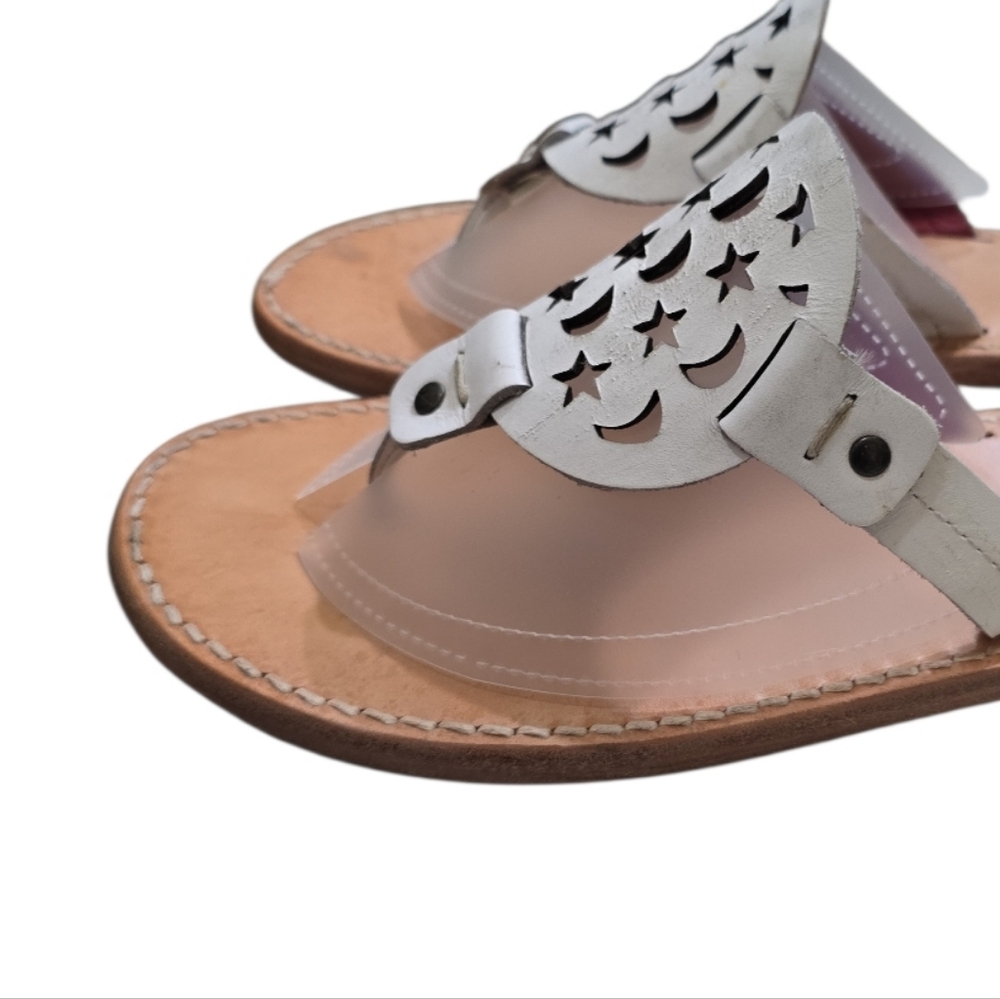 Freebird Vallarta Leather Thong Sandals 11 White Moon Stars Celestial Flip-flops - Picture 5 of 8